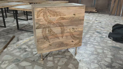 Fern Mango Wood Chest of  Drawers-  Nature-Inspired Storage with Artistic Detailing (W85 x D45 x H98cm)
