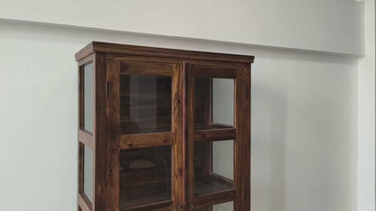 Suryavanshi Solid Sheesham Wood Crockery Cabinet with Glass Doors & Drawers