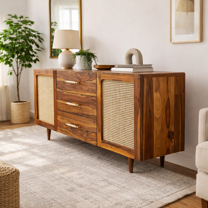Maya Premium Sheesham Wood Sideboard For Living Room