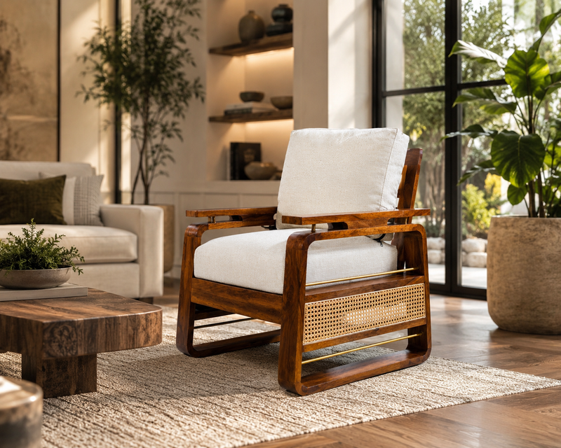 Suryavanshi Sheesham Wood Sofa Set with Handwoven Jute Fabric