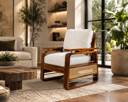Suryavanshi Sheesham Wood Sofa Set with Handwoven Jute Fabric
