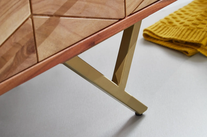 Solid Acacia Wood & Iron Chest of 3 Drawers - Functional and Stylish Storage Solution