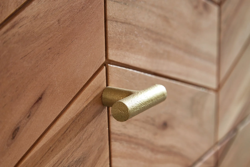 Solid Acacia Wood & Iron Chest of 3 Drawers - Functional and Stylish Storage Solution