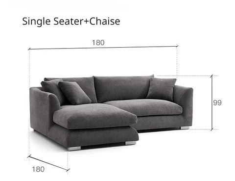 Suryavanshi Luxe Cloud Sectional  L-Shaped Sofa – Plush Grey Fabric with Left Chaise & Deep Seating Comfort