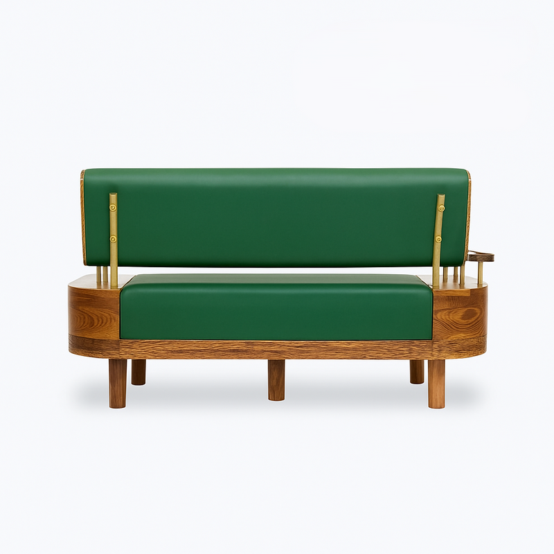 Suryavanshi Verdant Luxe Mid-Century Sofa – Solid Sheesham Wood Frame with Soft Sage Sea Green Upholstery (Customized fabric available)