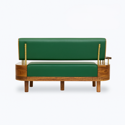 Suryavanshi Verdant Luxe Mid-Century Sofa – Solid Sheesham Wood Frame with Soft Sage Sea Green Upholstery (Customized fabric available)