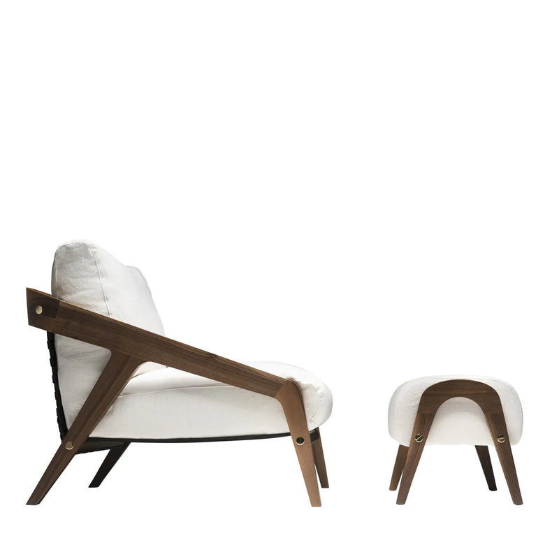 Suryavanshi NordicLuxe Wooden Lounge Armchair And Ottoman with Shearling-Style Upholstery – Cozy &amp; Modern Accent Seating