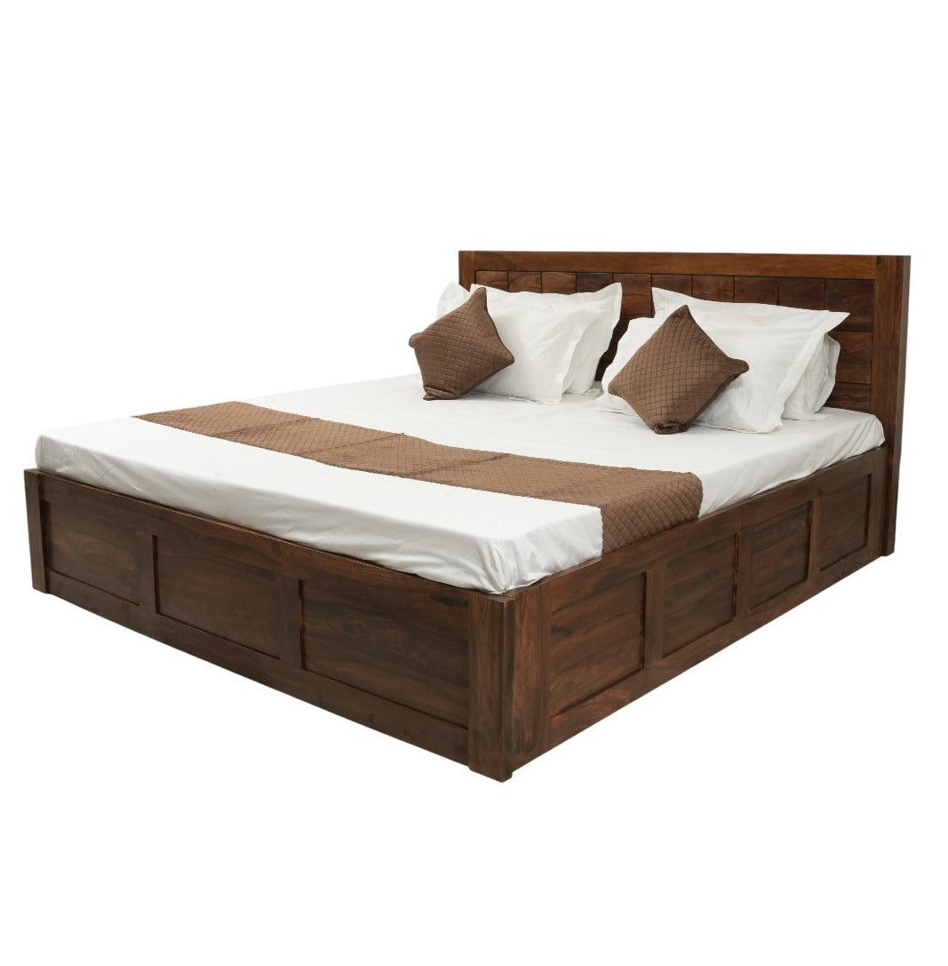 Suryavanshi Diamond Solid Sheesham Wood Storage Bed with Hydraulic Lift & Manual