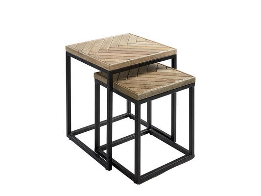 SURYAVANSHI Sheesham Wood Nest of 2 Tables – Stackable and Versatile (W50 x D45 x H50 cm)