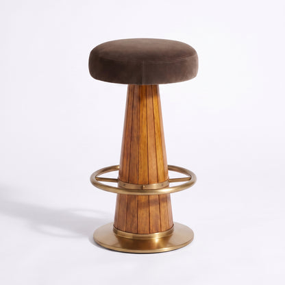 Alpine Modern Bar Stool with Dark Grey Velvet Upholstered Seat