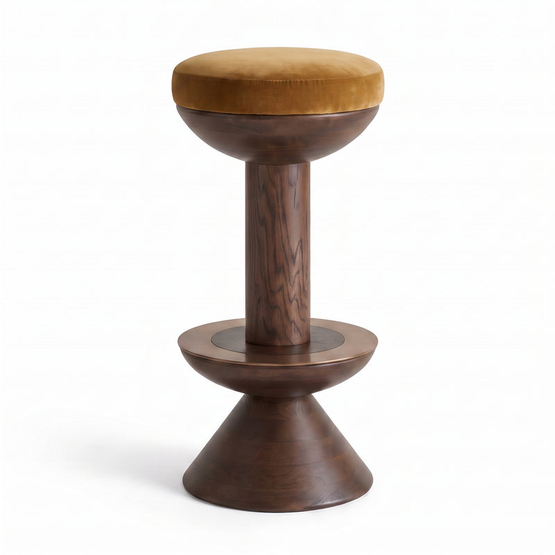 Verona Solid Wood Bar Stool With Velvet Upholstery
