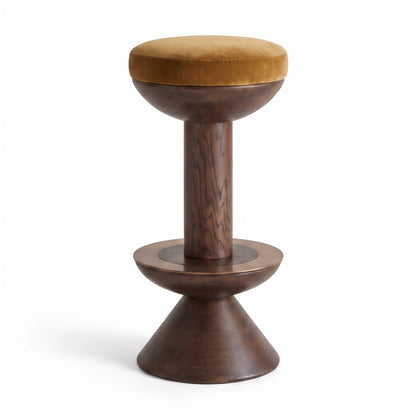 Verona Solid Wood Bar Stool With Velvet Upholstery