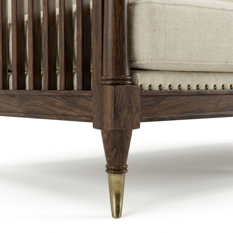 Aurelia Luxury Solid Wood Sofa Set with Premium Upholstery & Brass Work
