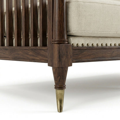 Aurelia Luxury Solid Wood Sofa Set with Premium Upholstery & Brass Work