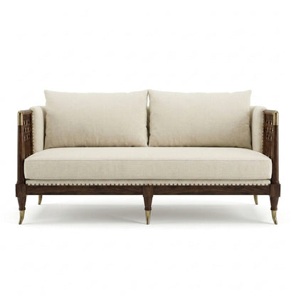 Aurelia Luxury Solid Wood Sofa Set with Premium Upholstery & Brass Work