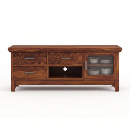 Hudson Sheesham Solid Wood TV Unit for Living Rooms & Bedroom - Honey Finish