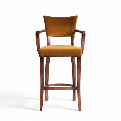 Ellington Sheesham Wood Bar Chair with Cushioned Seat & Backrest | Solid Wood High Stool