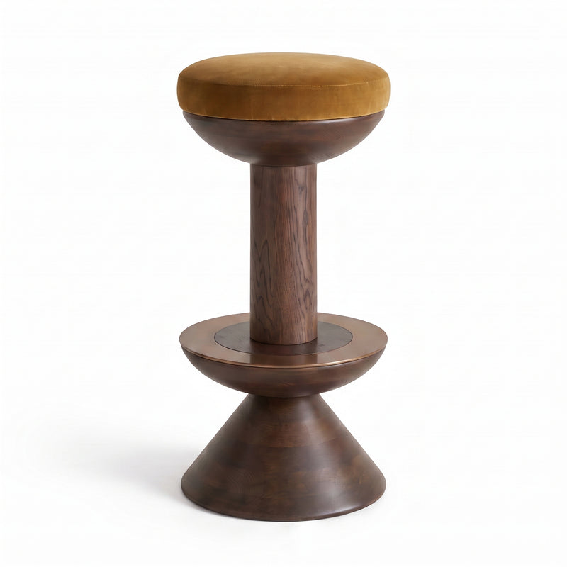 Verona Solid Wood Bar Stool With Velvet Upholstery
